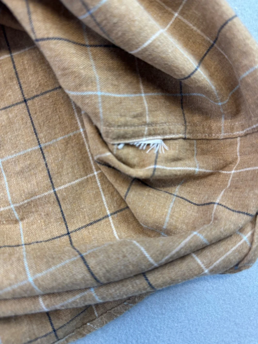J. Crew Men’s Camel Brushed Twill Plaid Button-Down Shirt, Large